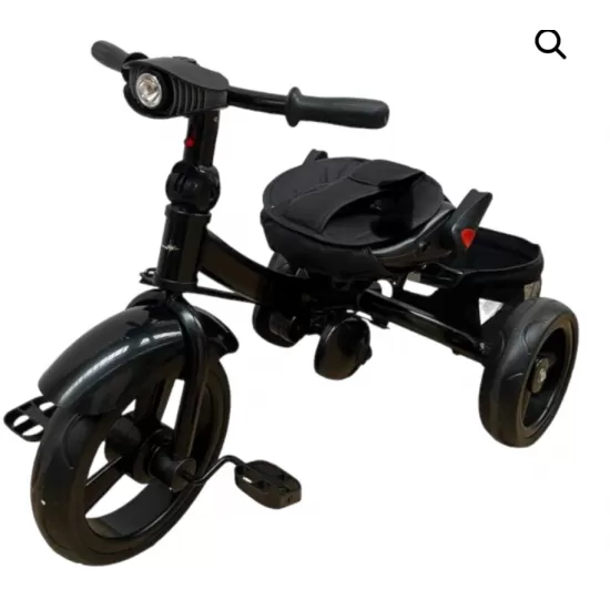 TRICICLETA COPII EVA PLUS CU POZITIE DE SOMN, SCAUN REVERSIBIL, FAR CU LUMINI SI MUZICA ALBASTRU GOLD