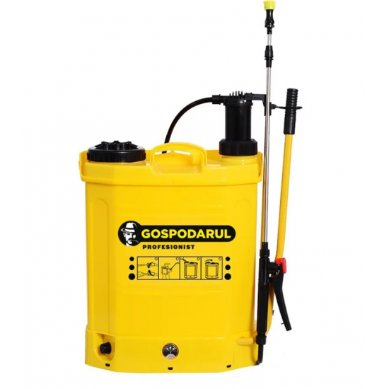 Pompa de stropit Gospodarul Profesionist 16L - 2 in 1 (cu baterie + actionare manuala), 3 duze incluse