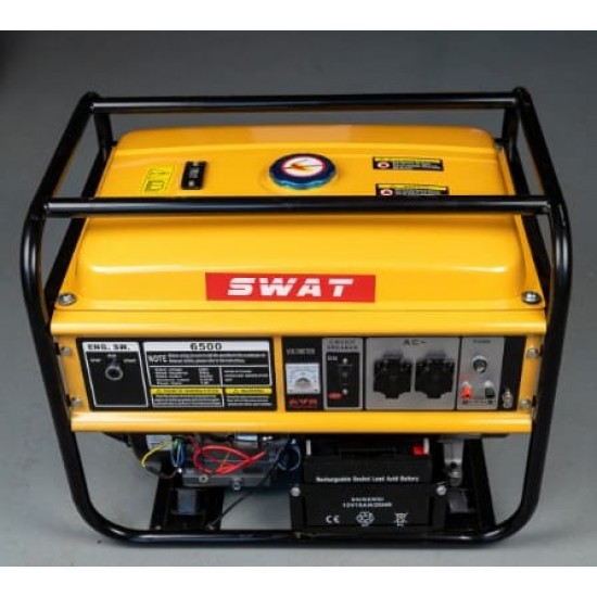 Generator curent pe benzina SWAT 6500W, 15CP, cu acumulator 18Ah, priza 220V x2 si 12V