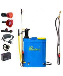 Set Pompa de stropit cu acumulator si manuala (2 in 1) Pandora, 16L + Set Lance telescopica stropit pomi 3m, vermorel