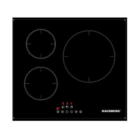 Pachet Incorporabil Cuptor electric Hausberg HB-8051NG, Clasa A, 76L, 2000W, Negru, Plita incorporabila HB1530, Electrica, Inductie, 3 zone de gatit, PowerBoost, 60 cm, Negru