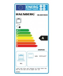 Produs Resigilat - Cuptor incorporabil Hausberg HB-8051IN, Electric, Putere 2000 W, 76 l, 4 Functii, Clasa A, Negru/Inox 