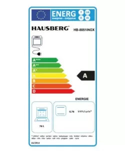 Produs Resigilat - Cuptor incorporabil Hausberg HB-8051IN, Electric, Putere 2000 W, 76 l, 4 Functii, Clasa A, Negru/Inox 