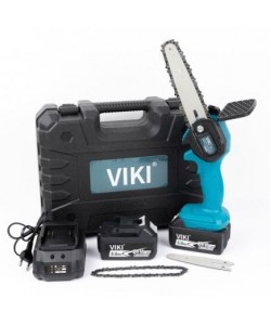  Mini Drujba Viki cu 2 acumulatori, 24V 5Ah, 2 seturi lant si lama de 4 si 6 inch, turcoaz