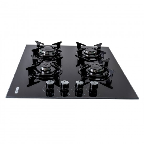 Plita incorporabila Floria ZLN-1871, gaz natural si butelie 65x60x15 cm, 4 Arzatoare, Aprindere Electrica, Sticla Neagra