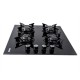 Plita incorporabila Floria ZLN-1871, gaz natural si butelie 65x60x15 cm, 4 Arzatoare, Aprindere Electrica, Sticla Neagra
