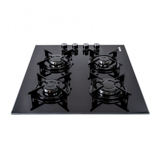 Plita incorporabila Floria ZLN-1871, gaz natural si butelie 65x60x15 cm, 4 Arzatoare, Aprindere Electrica, Sticla Neagra