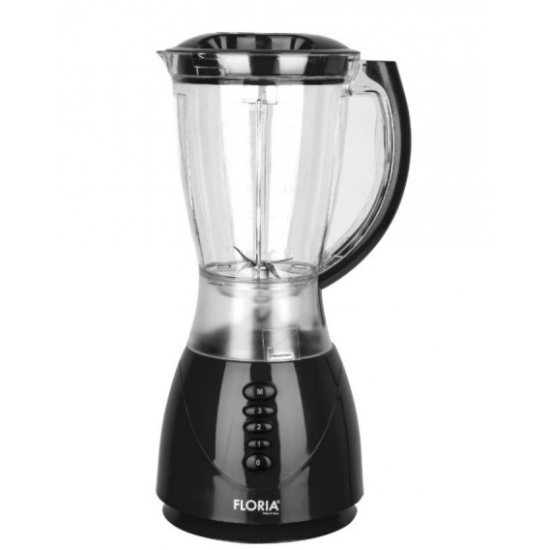 Blender FLORIA ZLN-3080 Negru, Putere 300W, capacitate 1.5L, 3 viteze, Functie puls-Vas plastic