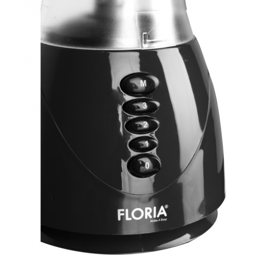 Blender FLORIA ZLN-3080 Negru, Putere 300W, capacitate 1.5L, 3 viteze, Functie puls-Vas plastic