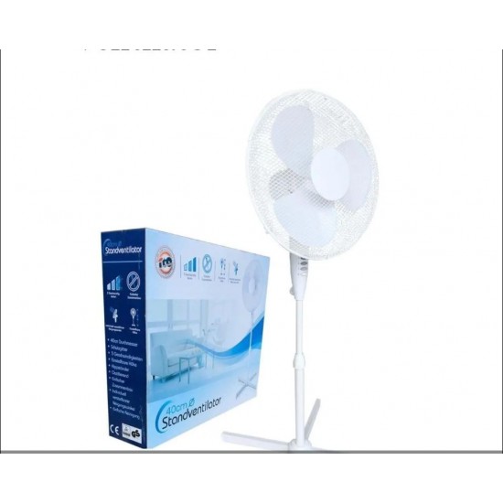 Ventilator cu picior ,50w, 3 viteze, inaltime reglabila, Alb