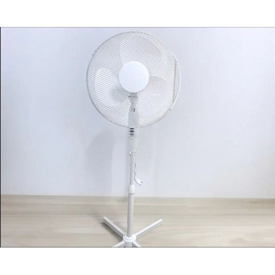 Ventilator cu picior ,50w, 3 viteze, inaltime reglabila, Alb