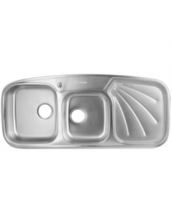 Chiuveta inox blat, 2 cuve 115x50 cm anticalcar FREDDO WAVE, sistem antifonare, sifon inclus - cuve dreapta