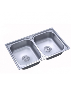 Chiuveta Freddo SN9027, Pentru blat 80x50 cm, Satinat, 2 cuve - Inox