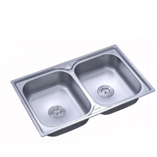 Chiuveta Freddo SN9027, Pentru blat 80x50  cm, Satinat, 2 cuve - Inox