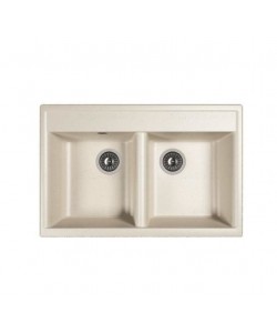 Chiuveta bucatarie DR. GANS Astra 780AB, compozit granit, 2 cuve, 780x510mm, adancime cuve 200mm, Alb