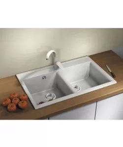 Chiuveta bucatarie DR. GANS Astra 780AB, compozit granit, 2 cuve, 780x510mm, adancime cuve 200mm, Alb Chiuveta bucatarie DR. GANS Astra 780AB, compozit granit, 2 cuve, 780x510mm, adancime cuve 200mm, Alb