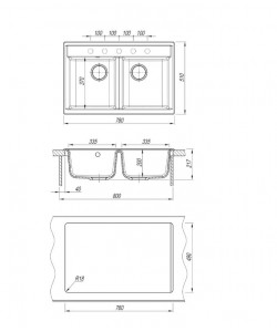 Chiuveta bucatarie DR. GANS Astra 780TR, compozit granit, 2 cuve, 780x510mm, adancime cuve 200mm, TERRACOTA