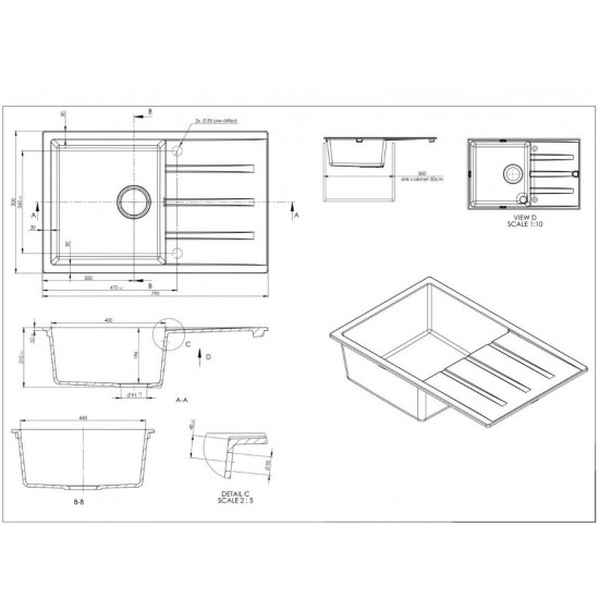 Chiuveta bucatarie Hausberg Delia HBC-9900, compozit, bej, 79 x 50 cm