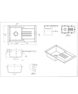 Chiuveta bucatarie Hausberg Mada HBC-9800, compozit, bej, 76 x 44 cm