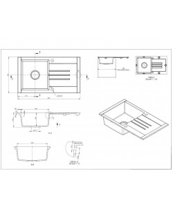 Chiuveta bucatarie Hausberg Mada HBC-9801, compozit, negru, 76 x 44 cm