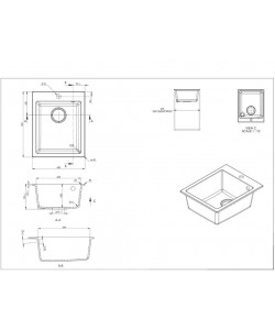 Chiuveta bucatarie Hausberg Sero HBC-9601, compozit, negru, 40 x 50 cm