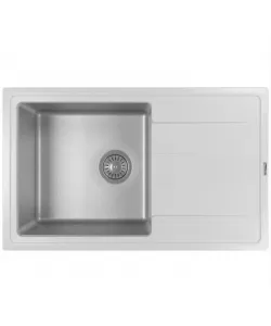 Chiuveta Florentina Combi 780, forma dreptunghiulara, quartz granit/inox, 780x480mm, adancime cuva 230mm, Alb Chiuveta Florentina Combi 780, forma dreptunghiulara, quartz granit/inox, 780x480mm, adancime cuva 230mm, Alb