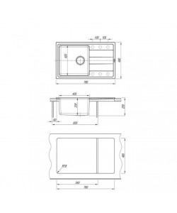 Chiuveta Florentina Combi 780, forma dreptunghiulara, quartz granit/inox, 780x480mm, adancime cuva 230mm, Alb