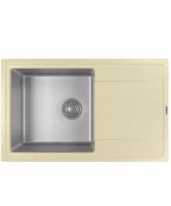 Chiuveta Florentina Combi 780, forma dreptunghiulara, quartz granit/inox, 780x480mm, adancime cuva 230mm, Bej nisipiu Chiuveta Florentina Combi 780, forma dreptunghiulara, quartz granit/inox, 780x480mm, adancime cuva 230mm, Bej nisipiu