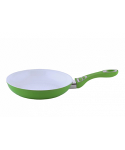 Tigaie ceramica Ertone ERT-MN 328 , maner silicon detasabil, dimensiune 28 cm , design ergonomic, eco cooking - Alb/Verde