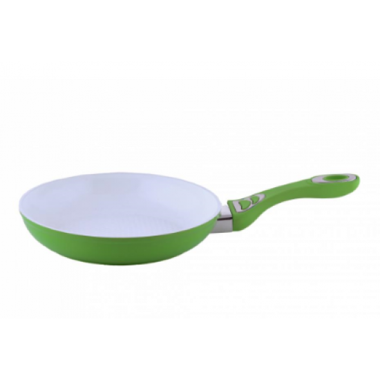 Tigaie ceramica Ertone ERT-MN 324 , maner silicon detasabil, dimensiune 24 cm , design ergonomic, eco cooking - Alb/Verde