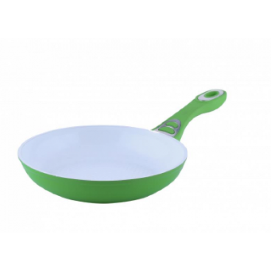 Tigaie ceramica Ertone ERT-MN 328 , maner silicon detasabil, dimensiune 28 cm , design ergonomic, eco cooking - Alb/Verde