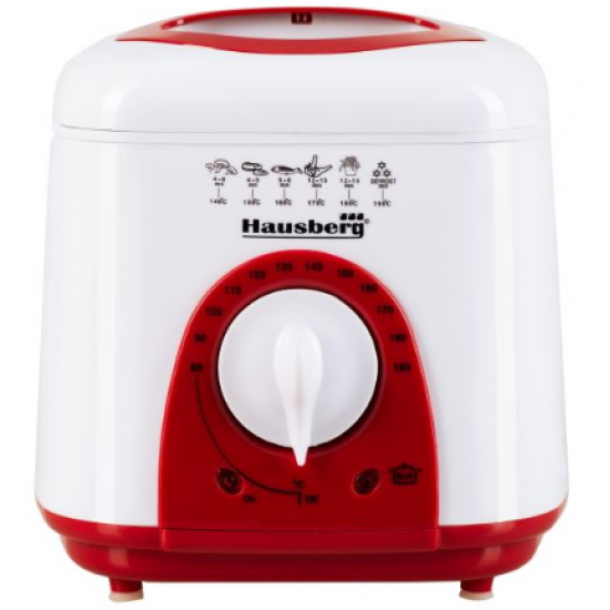 Friteuza Hausberg HB 1320 A-R, 950 W, 1 L - Alb/Rosu