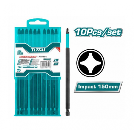 TOTAL - Set 10 biti de impact PH2x150mm