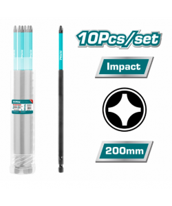 TOTAL - Set 10 biti de impact PH2x200mm