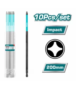 TOTAL - Set 10 biti de impact PH2x200mm TOTAL - Set 10 biti de impact PH2x200mm