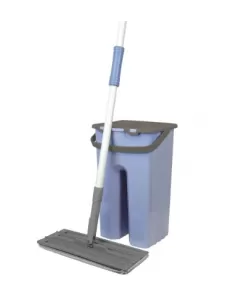 Set galeata cu storcator si mop plat ERT-MN500BL, culoare Bleu, laveta inclusa - capacitate 8 litri
