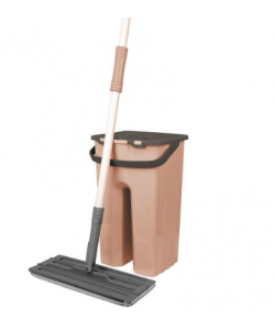 Set galeata cu storcator si mop plat ERT-MN500BEJ, culoare Bej, laveta inclusa - capacitate 8 litri