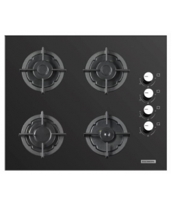 Plita incorporabila Hausberg HB-567NG, Gaz, 4 arzatoare, Sistem de siguranta GAZ, Gratar din fonta, Material Sticla - Negru