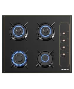 Plita Incorporabila Rustica Hausberg HB-575RST, 4 arzatoare, Gaz, 60 cm - Negru