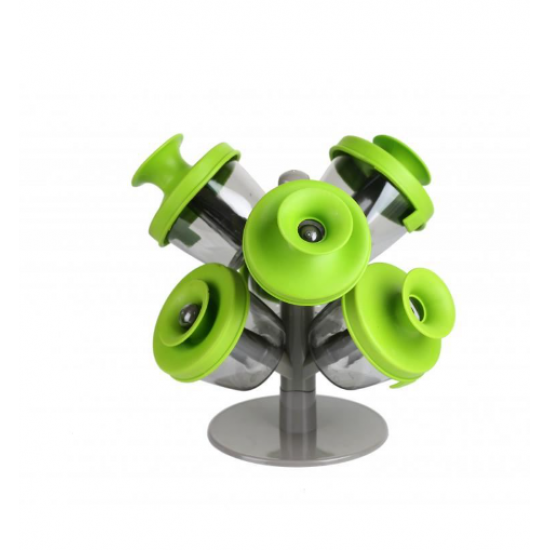 Set 6 Recipiente din Plastic pentru Condimente, Ertone MN402, 6 recipiente- Capace Silicon