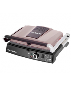 Grill electric Hausberg HB633GO, 2000-2200 W, placi antiaderente, suprafata de gatire 30x24.5 cm, termostat - Rose Gold