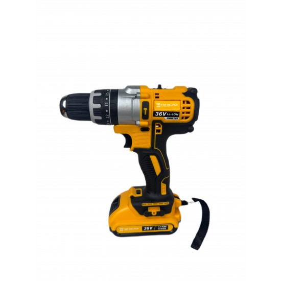Bormasina - Autofiletanta cu percutie Top Helper, 36V, 8 Ah, trusa 26 accesorii, 2 acumulatori