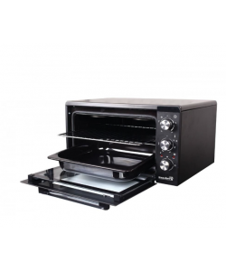 Cuptor electric Hausberg HB-8030NG, Capacitate 58 litri, Geam dublu, Rezistenta acoperita, Putere 1200W, Termostat - Negru
