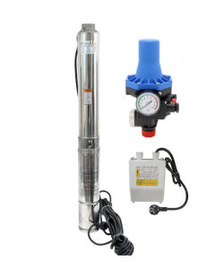 Kit hidrofor Zinith Italiy - electronic cu pompa submersibila  4STM211, 1.3 Kw, refulare 128m, Presostat electronic automat LPC-3