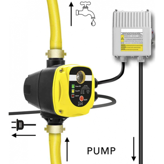 Kit hidrofor Zinith Italiy - electronic cu pompa submersibila  4STM211, 1.3 Kw, refulare 128m, Presostat electronic automat LPC-3