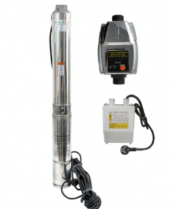 Kit hidrofor electronic cu pompa submersibila Zinith Italiy - 4STM211, 1.3 Kw, refulare 128m, Presostat electronic automat LPC-4