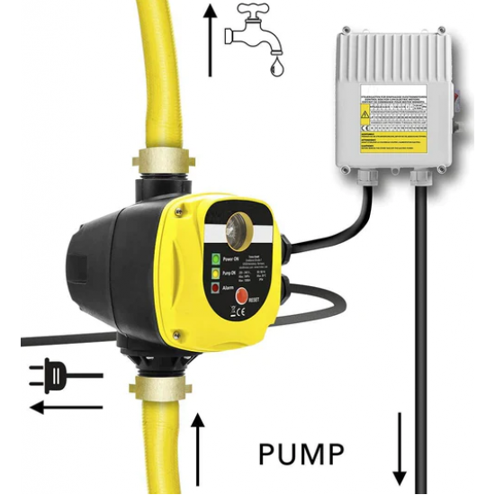 Kit hidrofor electronic cu pompa submersibila Zinith Italiy - 4STM211, 1.3 Kw, refulare 128m, Presostat electronic automat LPC-4