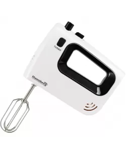 Mixer de mana Hausberg HB-4120NG, 300W ,5 viteze, Functie Turbo, Teluri si carlige metalice - Negru /Alb