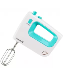 Mixer de mana Hausberg HB-4120BL, 300W ,5 viteze, Functie Turbo, Teluri si carlige metalice - Bleu/Alb