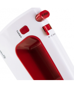 Mixer de mana Hausberg HB-4120RS, 300W ,5 viteze, Functie Turbo, Teluri si carlige metalice - Rosu/Alb